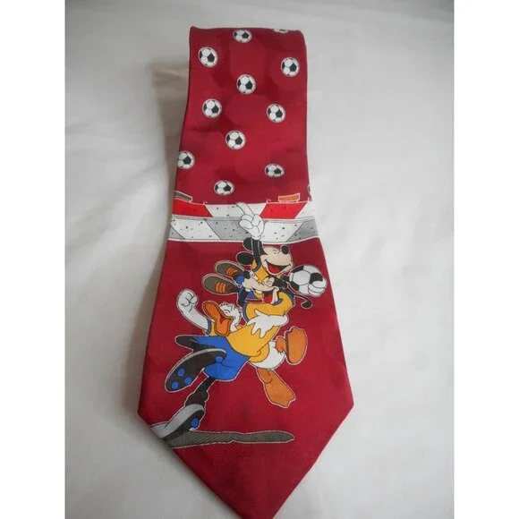 Vintage Disney Soccer Burgundy tie Mickey Donald - Picture 1 of 7